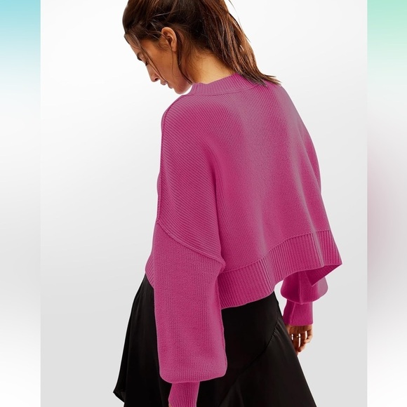 Vibrant Pink Sweater Barbie Barbiecore Girly Feminine Soft Stretch Comfy Casual - Picture 6 of 7